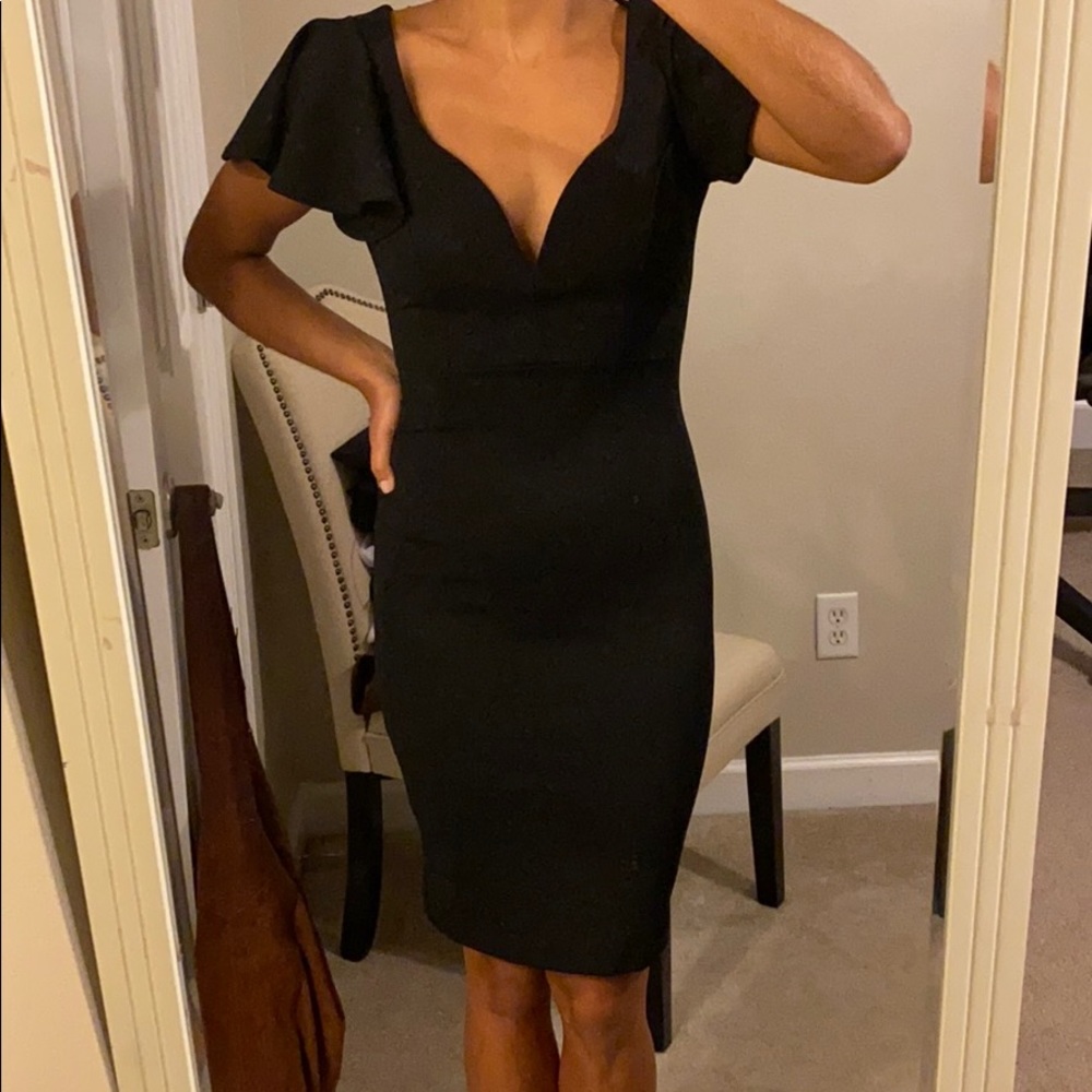 Black deep V dress